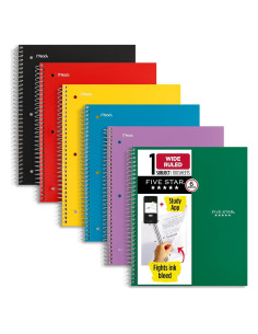 Cuaderno Espiral Five Star 1 Asignatura 100 Hojas Colores Asortidos
