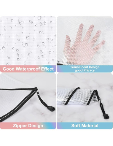 Bolsas de Cremallera de Malla Jicsetk 24 Pcs A3 A4 Multicolor