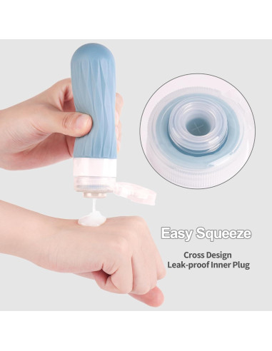 Botellas de Viaje Silicona 3oz Aprobadas por TSA - Gris