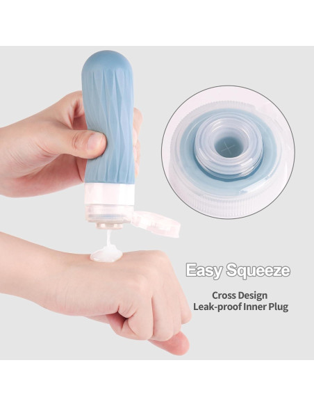 Botellas de Viaje Silicona 3oz Aprobadas por TSA - Gris