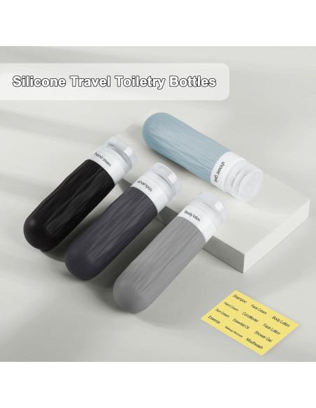 Botellas de Viaje Silicona 3oz Aprobadas por TSA - Gris