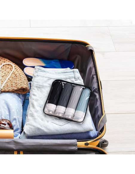 Botellas de Viaje Silicona 3oz Aprobadas por TSA - Gris