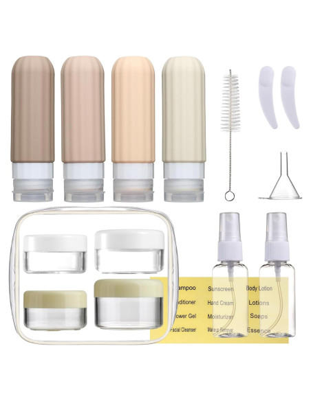 Juego de 16 Botellas de Viaje Silicona A prueba de Fugas Mrsdry