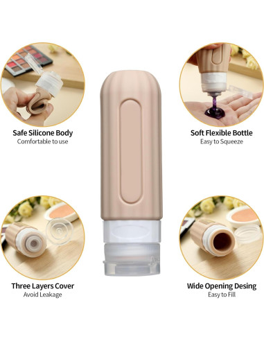 Juego de 16 Botellas de Viaje Silicona A prueba de Fugas Mrsdry