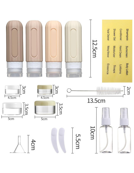Juego de 16 Botellas de Viaje Silicona A prueba de Fugas Mrsdry