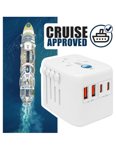 Adaptador de Viaje Universal Cruise On - Aprobado para Cruceros