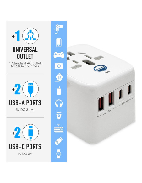 Adaptador de Viaje Universal Cruise On - Aprobado para Cruceros