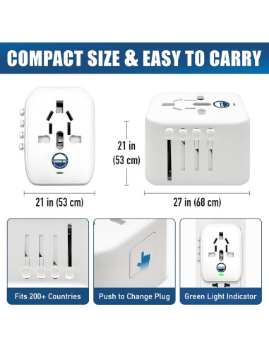 Adaptador de Viaje Universal Cruise On - Aprobado para Cruceros