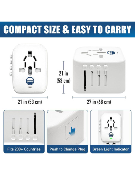 Adaptador de Viaje Universal Cruise On - Aprobado para Cruceros