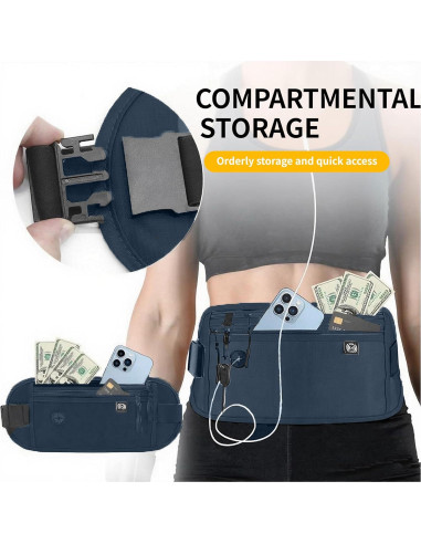 Cinturón de Dinero de Viaje PreciousU RFID Azul Oscuro