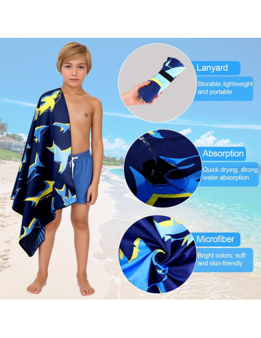 Toalla de Playa MelonBoat Grande Tiburón Azul 160x80 cm