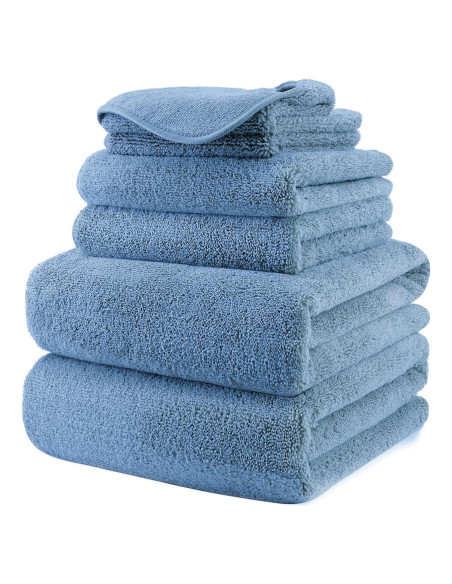 Toallas de Baño Microfibra POLYTE 6 Piezas 152x76 cm Azul Toallas de Baño Microfibra POLYTE 6 Piezas 152x76 cm Azul