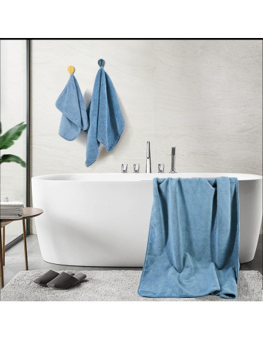 Toallas de Baño Microfibra POLYTE 6 Piezas 152x76 cm Azul