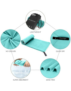 Toalla de Playa Muztaga 01 Microfibra Menta 130x70cm Secado Rápido 2
