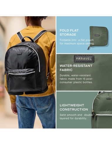 Mochila Plegable Paravel Verde Safari 15L Nylon Resistente