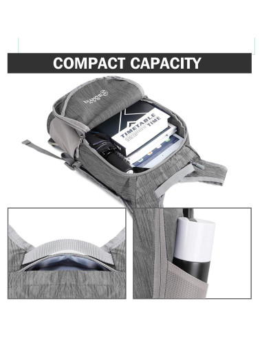 Mochila Plegable Ultra Ligera ZOMAKE 18L Gris Medio
