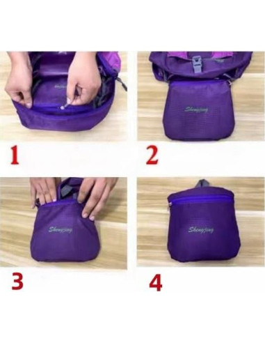 Mochila Plegable Impermeable 28L Negra para Senderismo