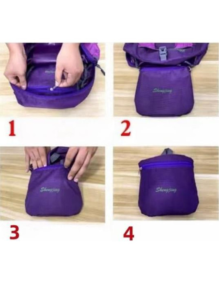 Mochila Plegable Impermeable 28L Negra para Senderismo