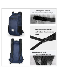 Mochila de Senderismo Plegable 15L Azul Oscuro Unisex 2