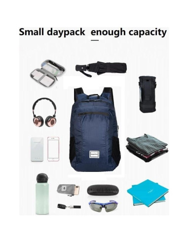 Mochila de Senderismo Plegable 15L Azul Oscuro Unisex