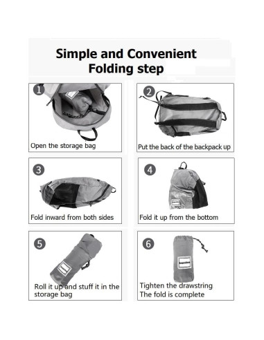 Mochila de Senderismo Plegable 15L Azul Oscuro Unisex