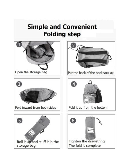 Mochila de Senderismo Plegable 15L Azul Oscuro Unisex