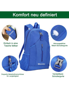 Mochila Plegable Ultraligera Monaker 20L Azul Impermeable 2