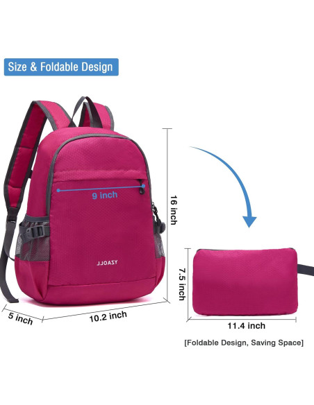 Mochila Plegable YZAOLL 20L Ligera Impermeable Rosa