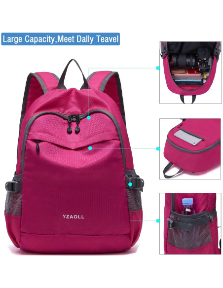 Mochila Plegable YZAOLL 20L Ligera Impermeable Rosa