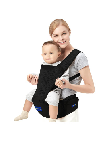 Portabebés 6 en 1 Ajustable Cadera Negro - Para 0 a 36 Meses