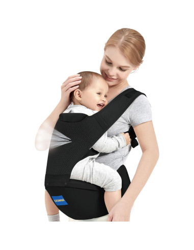 Portabebés 6 en 1 Ajustable Cadera Negro - Para 0 a 36 Meses