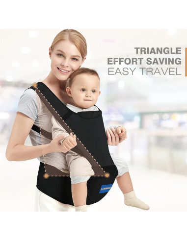 Portabebés 6 en 1 Ajustable Cadera Negro - Para 0 a 36 Meses