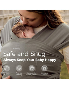 Fular Portabebés Momcozy Marrón Ajustable 3.6-15.9 kg 2