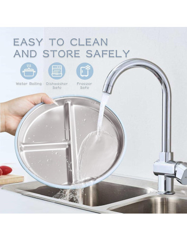 Juego de Platos y Cuchara de Acero Inoxidable ASUMIO Azul