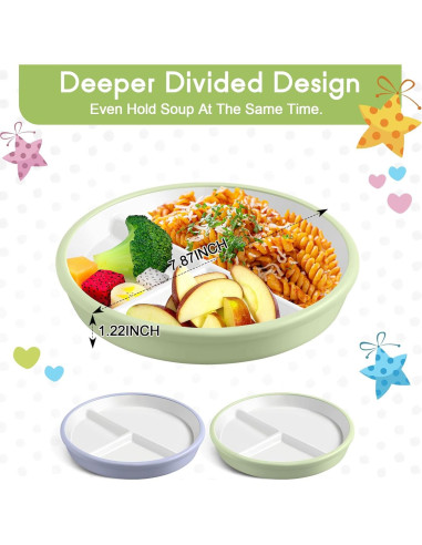 Platos de Porcelana para Niños Domensi 20.32 cm Antideslizantes