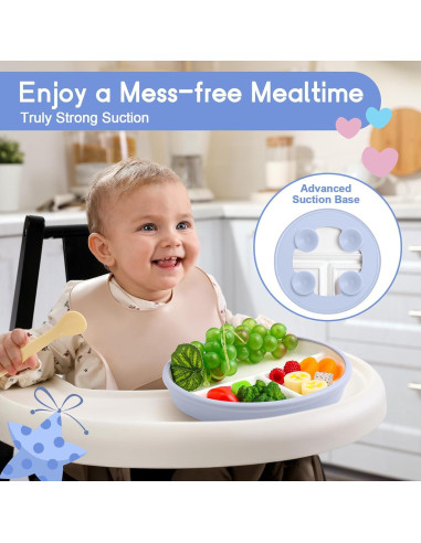 Platos de Porcelana para Niños Domensi 20.32 cm Antideslizantes