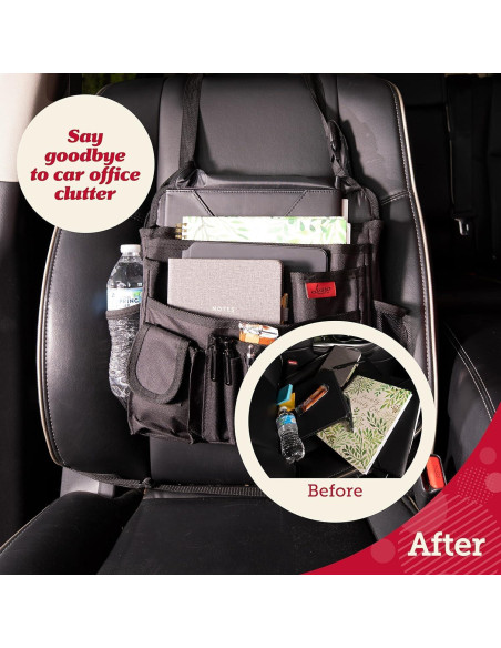 Organizador de Asiento de Coche Lusso Gear Oxford Negro 3 Secciones