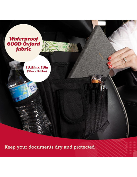 Organizador de Asiento de Coche Lusso Gear Oxford Negro 3 Secciones