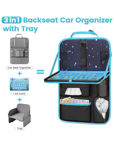 Organizador de Asiento Trasero MENZOKE con Bandeja y 7 Bolsillos