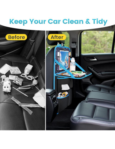 Organizador de Asiento Trasero MENZOKE con Bandeja y 7 Bolsillos
