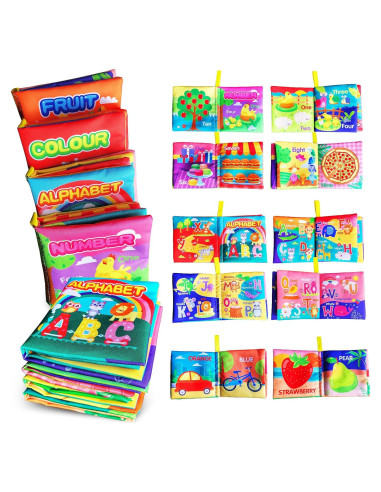 Libro de Tela Suave para Bebés AMINFUN - Paquete de 4 Temas