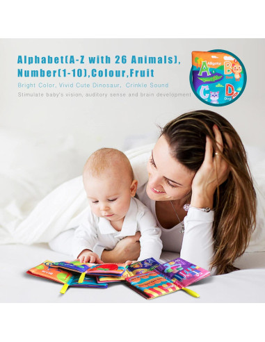 Libro de Tela Suave para Bebés AMINFUN - Paquete de 4 Temas
