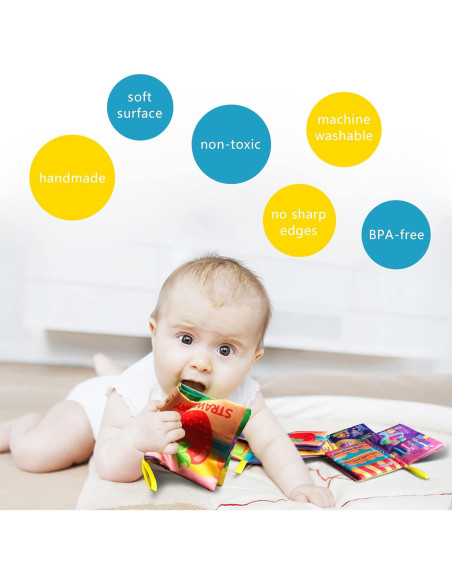 Libro de Tela Suave para Bebés AMINFUN - Paquete de 4 Temas Libro de Tela Suave para Bebés AMINFUN - Paquete de 4 Temas