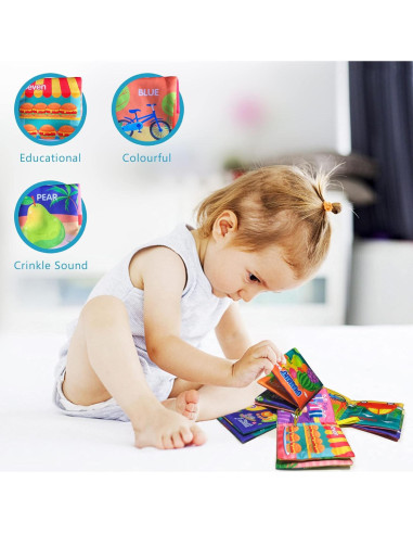Libro de Tela Suave para Bebés AMINFUN - Paquete de 4 Temas