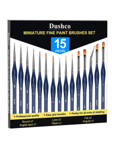 Juego de Pinceles de Detalle Dushco - 15 Piezas para Pintura
