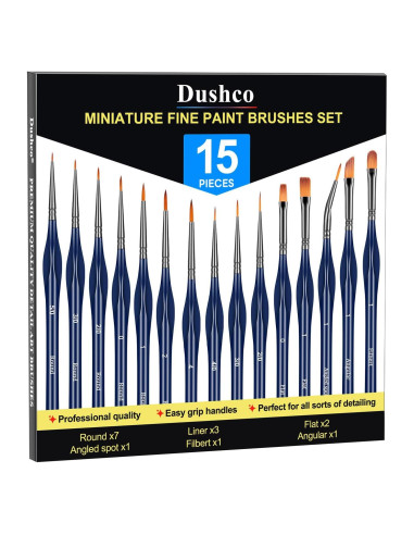 Juego de Pinceles de Detalle Dushco - 15 Piezas para Pintura