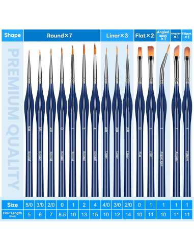 Juego de Pinceles de Detalle Dushco - 15 Piezas para Pintura