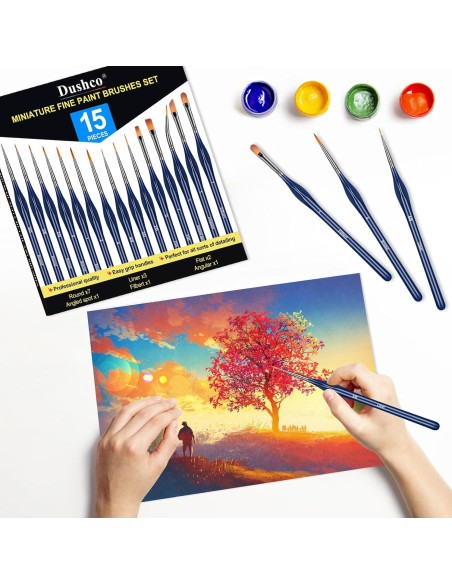 Juego de Pinceles de Detalle Dushco - 15 Piezas para Pintura Juego de Pinceles de Detalle Dushco - 15 Piezas para Pintura