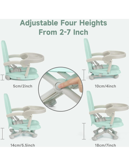 Silla Alta Plegable para Bebé YOLEO Ajustable Verde 1.8kg