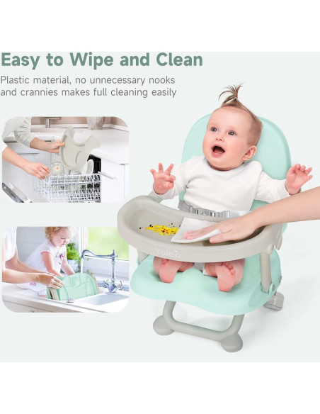 Silla Alta Plegable para Bebé YOLEO Ajustable Verde 1.8kg